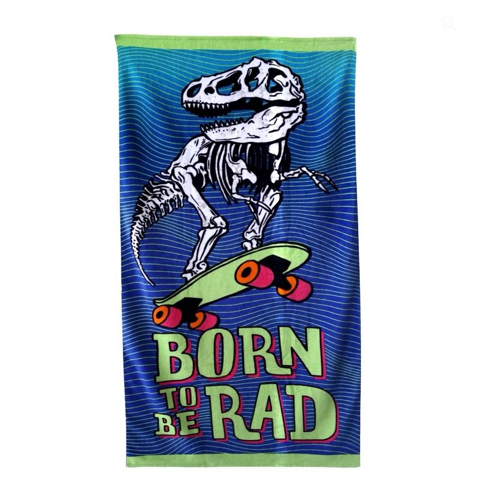 Mainstays Adult Velour Cotton Blend Rad Dino Beach Towel, 28"X 60"